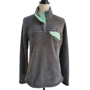 Patagonia Women's‎ Re-Tool Snap-T Fleece Pullover Gray Mint Size L